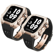Luxurious Titanium Alloy Crystal Case Strap For Apple Watch 44/45 mm - Mycasety Mycasety
